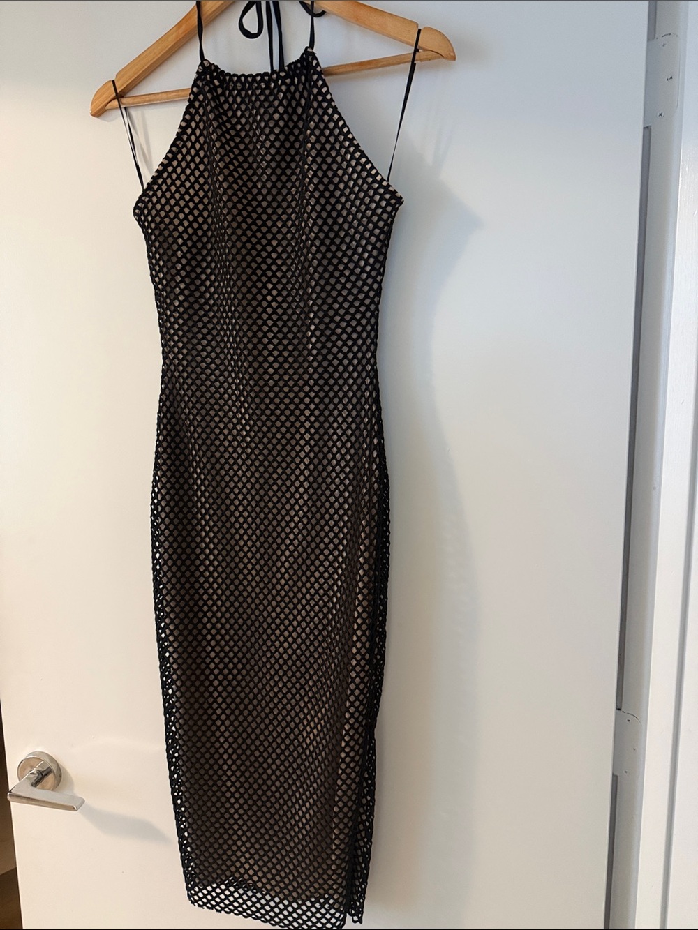 Lovely Day Black Mesh Midi Dress with Halter Tie